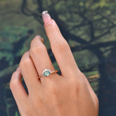 1 Carat Oval Cut Moss Agate Anniversary Ring Puppy Paw Unique Ring